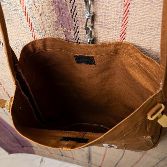 Tan upcycled carhartt crossbody bag - Picture 7 of 7